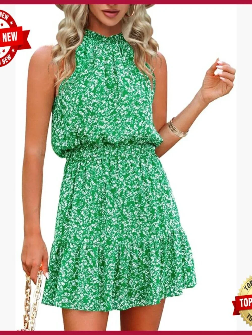 Floral Halter Swing Romper, Sleeveless High Waist, Lightweight Viscose